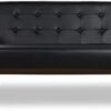 JIASTING Mid-Century Modern Solid Loveseat Sofa Upholstered Faux Leather Couch 2-Seat Wood Armchair Living Room/Outdoor Lounge Chair,50”W Black