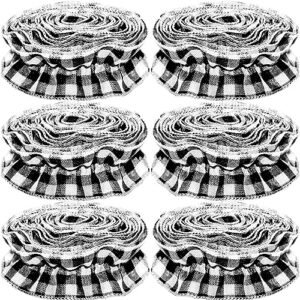 Jishi Christmas Tree Ribbon Garland Buffalo Plaid Christmas Decorations, 9 Ft X 6 Rolls Black & White Buffalo Check Fabric Xmas Tree Ribbon Garland, Vintage Country Rustic Farmhouse Holiday Home Decor