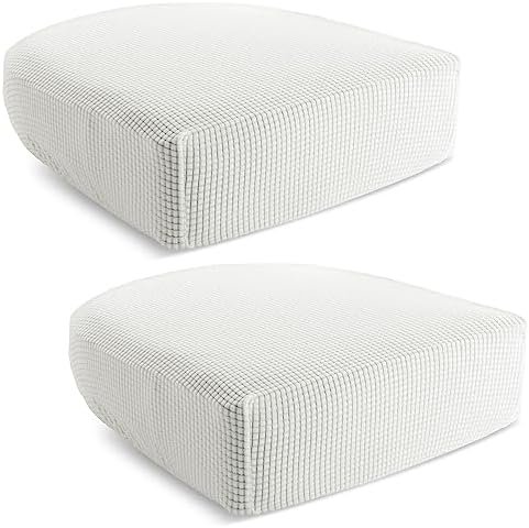 Juvale 2 Pack Stretch Couch Cushion Slipcovers, Reversible Polyester Outdoor Sofa Protectors (Small, Cream White)