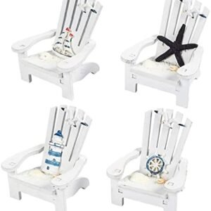 Juvale Set of 4 Mini Beach Chair for Bathroom, Nautical Home Decor, Ocean Decorations (4 in)