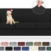 KEKUOU 4 Pieces Stretch Couch Covers for 3 Cushion Couch Sofa Slipcovers，2024 Newest Sofa Covers Washable Soft Elastic Dogs Furniture Protector(Sofa,Black)