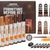 Katzco Furniture Repair Kit Wood Markers - Set of 34 - Markers and Wax Sticks with Sharpener - for Stains, Scratches, Floors, Tables, Desks, Carpenters, Bedposts, Touch-Ups, Cover-Ups