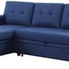 L-Shaped Upholstered Sofa, with Storage Chaise Recliner and Pull Out Bed, 84" Cushions Reversible Tufted Couch Sleeper, for Bedroom, Living Room, Apartment, Office-Blue, 84 Inch