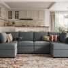 LINSY HOME Modular Sofa, Sectional Couch U Shaped Sofa with Storage, Memory Foam, 6 Seat Sectionals Chaise for Living Room, Dark Grey