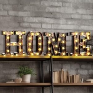 Lighted Word LED Vintage Letters Rustic Light up Sign Marquee Illuminated Letters with Lights Battery Operated LED Light Letters for Cafe Bar Home Wedding Baby Shower Party Decor(Home)