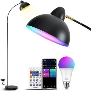 Living Room Floor Lamp Smart Compatible with Alexa&Google, RGB 2700-6500k CCT Dimmable Color Changing for Bedroom Office.