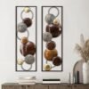 LuxenHome Metal Wall Art, 36" Abstract 2 Pieces Wall Decorations Metal Wall Decor, Brown Wall Decor Living Room with Frame, Metal Art Wall Decor, Hanging Wall Decor for Home, Modern Wall Art