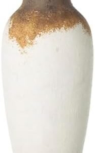 Modern Ceramic Vase, Warm Rustic Slender White and Brown Decorative Tall Flower Vases Home Decor Living Room Office Table Wedding Party, Boho Vase for Pampas Grass - 5.2x5.2x10.2in