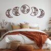 Moon Phase Wall Decor - Wood Above Bed Wall Art Bedroom Boho Hanging Sunflower Decoration Farmhouse Bohemian Decorations