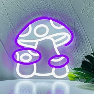 Mushroom Neon Sign Dimmable LED Neon Light Wall Art for Kids Room Decor Bedroom Wall Sign USB Operated Mushroom Lamp Light Up Sign Teen Room Decor Game Room Purple