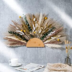 Natural Pampas Grass & Preserved Flowers Decor Wreath & Home Decoration Pieces Wall Hanging | dired Flowers Boho Decoration | Suitable for DIY Rustic Trendy Minimalist Farmhouse Room & Wedding Decor