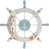 Nautical Beach Wooden Boat Ship Steering Wheel Fishing Net Shell Home Wall Decor White - Fish