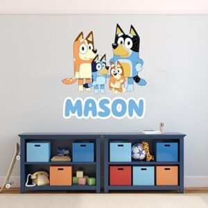 Personalized Blue Superhero Wall Decal - Custom Name Vinyl Art Sticker for Kids' Bedroom Decor Kids Room WH14 (24x20)