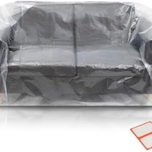 Plastic Furniture Covers for Moving - Heavy-Duty Loveseat Cover for Love Seat, Bench and Large Items, Clear Bags for Renovation, Wrap or Storage - Extra Large Bag Open Size 68 x 42 x 62 Inch