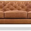 Poly & BARK Essex Leather Couch – 89-Inch Sofa with Tufted Back - Full Grain Leather Couch with Feather-Down Topper On Seating Surfaces – Vintage Pure-Aniline Italian Leather – Cognac Tan