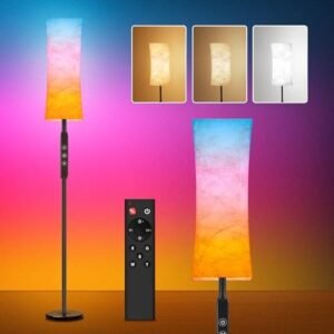 RGB Corner Floor Lamp - 67” Modern Tall Standing LED Light with Remote Touch Switch - 1800K-5500K Ambiance Color Changing Dimmable Floor Lamps for Living Room Bedroom Office Gaming Room New