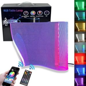 RGB Table Lamp LED,RGB Desk Lamp,Modern Bedside Lamps for Futuristic Ambient Mood Lighting,Unique Gaming Light with Smart APP&Remote Control Dimmable,for Room Decor,Concerts,Dance,Office,Gift