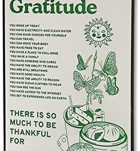 Room Decor Aesthetic Wall Decor Daily Gratitude Inspirational Metal Tin Sign, Green Boho Home Coffee Room Wall Office Decor 8X12Inch New