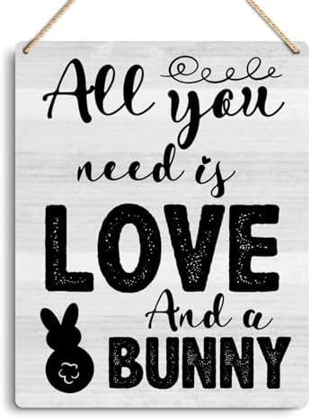 Rustic Bunny Farmhouse Home Office Wall Decor Funny Easter Wood Sign Seasonal Holiday Easter Decorations Front Door Decor living Room Wall Hanging Decor Sign 8 X 10 Inch