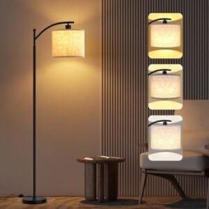 SANGFOR Floor Lamp for Living Room with 3 Color Temperatures, LED Floor Lamp for Bedroom, Boho Standing Lamp for Office, Tall Lamp with Pedal Switch,Modern Lamp for Living Room with Beige Lampshade