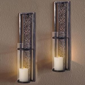 SUJUN Wall Sconce Candle Holder – Metal Wall Décor for Living Room, Bathroom, Dining Room Decoration, Set of 2 Candle Sconce