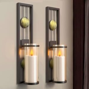 Set of 2 Wall Sconce with Candle Holders, Metal Antique Bronze Style Wall Classic Home Decorations(Not Include Candle), for Living Room, Bathroom, Dining Room