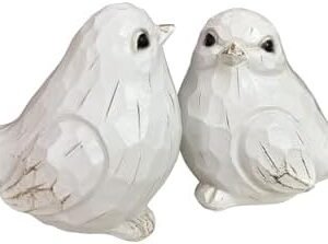 Set of 2 White Bird Decor for Home Decor, Farmhouse Bird Decor Bird Statue Sculpture - Decorative Carved Rustic Distressed Animal Bird Decor Ornaments - Collectible Bird Figurine | Spring