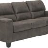 Signature Design by Ashley Navi Faux Leather Modern Queen Sofa Sleeper, Gray