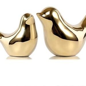 Small Birds Statues Gold Home Decor Modern Style Figurine Decorative Ornaments for Living Room, Bedroom, Office Desktop, Cabinets