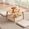 Small Coffee Table Square Tatami Table Storage Basket 2 Sponge Cushions Living Room Furniture