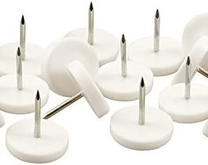 SoftTouch 7/8" Round Nail-On Furniture Glides - Surface Protection for Wooden Furniture, White (16 Pack)