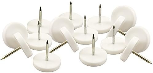 SoftTouch 7/8" Round Nail-On Furniture Glides - Surface Protection for Wooden Furniture, White (16 Pack)