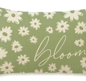 Spring Daisy Flower Lumbar Decorative Rectangle Pillow Cover 12 x 20, Summer Floral Green Porch Patio Outdoor Pillowcase, Bloom Seasonal Sofa Couch Cushion Case Home Decor