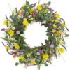 Spring Wreath 22" Spring Wreaths for Front Door Artificial Summer Wreath with Eucalyptus Leaf Lavender Daisy for Indoor Outdoor Home Decor Festival Celebrations