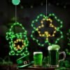 St Patricks Day Decoration Lights, 2Pack Green Shamrock & Gnome St. Patrick's Day Window Lights Metal Frame Lighted Irish Clover Decor Lights Battery Powered with Suction Cup for Window Home Decor