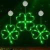 St Patricks Day Decorations, 3 Pack Shamrock Window Decoration Lights, LED St Patricks Day Lights with Timer for Home Party Windows Decor