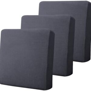 Stretch Couch Cushion Covers Sofa Seat Slipcovers Furniture Protectors with Elastic Bottom (Dark Grey,3 Piece Sofa Cushion Cover)