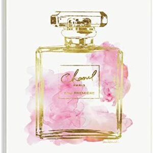 Stupell Industries Glam Perfume Bottle Gold Pink Wall Plaque Art, Proudly Made in USA, Living Room 10 x 15