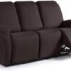 TAOCOCO Recliner Sofa Slipcover, 3 Pieces Polyester Fabric Stretch Sofa Covers for 3 Seat Reclining Couch, Soft Washable Furniture Protector with Pockets (3 Seat, Coffee)