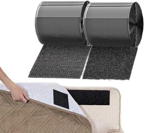 TEUVO 11cm(4.3 in) X 6M(19.7FT) Couch Cushion Grips Non Slip Couch Cushions Pads Strips Keep Couch Cushion Mattress from Sliding Sofa Furniture Hook and Loop Tape with Adhesive Cushion Gripper Holders