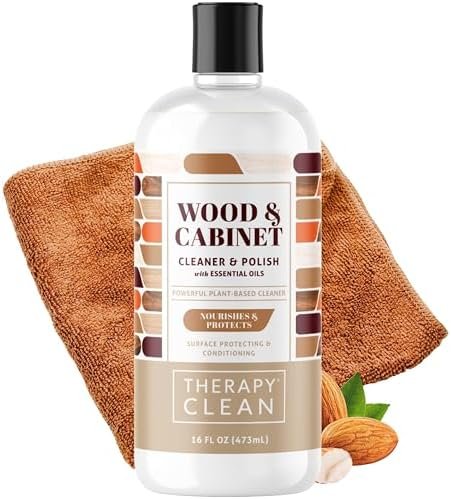 Therapy Wood Polish Kit 16 oz. - Best Wood Polish for Furniture - Wood Cleaner - Cabinet and Table Restorer - Natural Conditioner