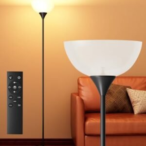 Torchiere Floor Lamp,1200LM Super Bright Dimmable Standing Lamp with Remote and Foot Switch,Custom Color Temperature Tall Lamp for Living Room Bedroom Office,Floor Light with 12W LED Bulb