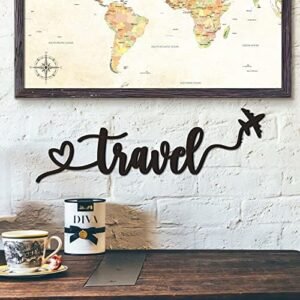 Travel Decor Metal Wall Art Backdrop Decoration Sign Word Hanging for Home Living Room Bedroom Office Housewarming Gift for Travel Lover