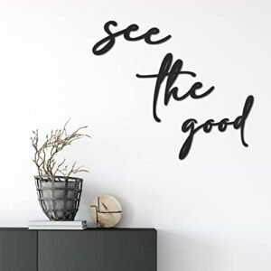 Unittype 3 Pieces See the Good Wall Art Black Wood Wall Decor Rustic Wood Wall Art with Inspirational Boho Decorative Modern Kitchen Art Minimalistic for Living Room Kitchen Kids Room Office