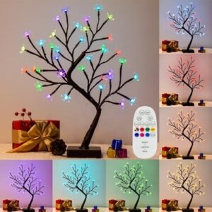 Vanthylit Multicolor Cherry Blossom Tree Lights with Remote Control, 36 LED Color Changing Cherry Blossom Decor, RGB Christmas Tree Lamp for Indoor Outdoor Home Party Holiday Christmas Decorations