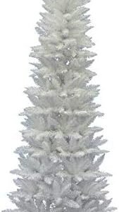 Vickerman 6' Sparkle White Spruce Pencil Artificial Christmas Tree, Unlit - Faux Spruce Christmas Tree - Seasonal Indoor Home Decor