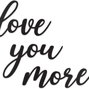 Vivegate Love You More Sign Metal Wall Decor - 25"X21" Black Modern Beautiful I Love You More Sign for Hanging Any Room Love You More Love You Most Wall Art Love You More Decorations