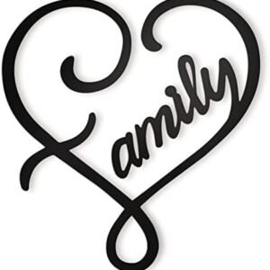 Vivegate Metal Family Infinity Heart 12.5"X11.5" Wall Sign Black Small Family Love Signs for Home Wall Decor Decorative Art