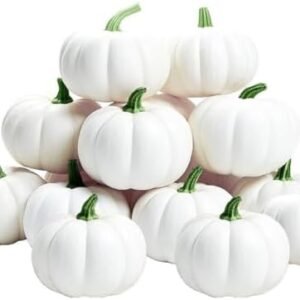 WESAPPINC Artificial Pumpkins,12PCS White Fake Pumpkins Assorted Pumpkins Large Faux Harvest Pumpkins for Autumn Thanksgiving Halloween Seasonal Holiday Decor Decoration (12pcs White Pumpkins)