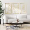 Wall Art Gold Metal Wall Art 3 Pcs Wall Decor for Living Room Bedroom Women Aesthetic Abstract Metal Wall Art for Living Room Bathroom Farmhouse Dining Room Apartment Decorations Bedroom Wall Decor